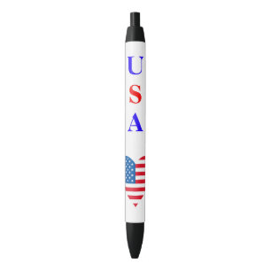 Bolígrafo De Tinta Negra Usa Flag Heart Pen