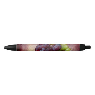 Bolígrafo De Tinta Negra Uvas Rojas Y Verdes