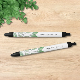 Bolígrafo De Tinta Negra Vegetación de acuarela personalizada