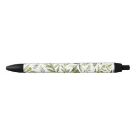Bolígrafo De Tinta Negra Verde Salvia Acuarela Chic Campestre Francés Olivo