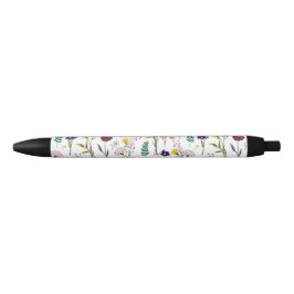 Bolígrafo De Tinta Negra Vibrante Flor Silvestre 