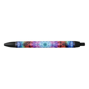 Bolígrafo De Tinta Negra Vibrante Tie Dye Kaleidoscope Arcoiris Mandala