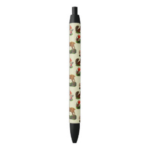 Bolígrafo De Tinta Negra Viejo venado de Navidad Woodland Deer Santa Snowma