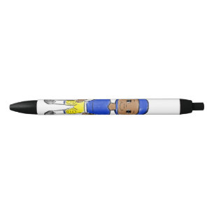 Bolígrafo De Tinta Negra vintage retro jugador de fútbol azul amarillo simp