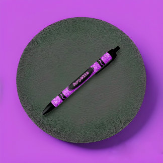 Bolígrafo De Tinta Negra Violet Purple Purpurina Crayon Nombre personalizad
