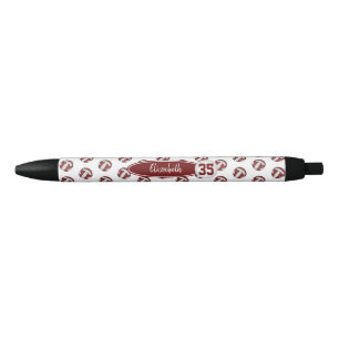 Bolígrafo De Tinta Negra voleibol personalizado giratorio maroon blanco