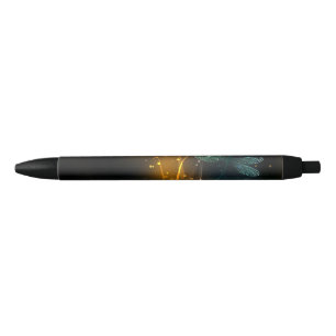 Bolígrafo De Tinta Negra Vuelo de libélula luminosa verde
