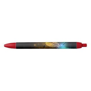 Bolígrafo De Tinta Negra Vuelo de libélula luminosa verde
