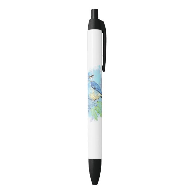 Bolígrafo De Tinta Negra Watercolor Bluebird Bonito Blue Garden Bird Art (Parte inferior (Vertical))