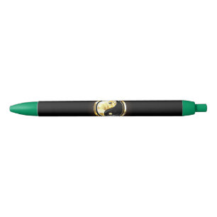 Bolígrafo De Tinta Negra Yin Yang dorado en negro