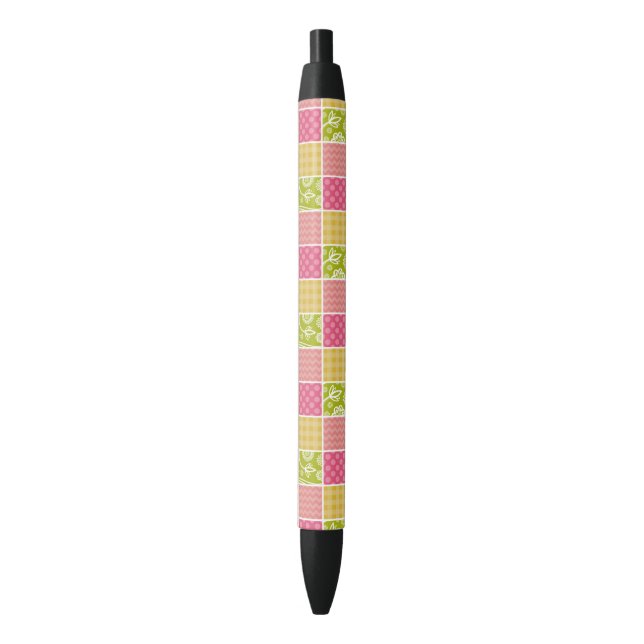 Bolígrafo De Tinta Negra Zigzag, Chevron, Polka Dots, Gingham, Patchwork (Frente vertical)