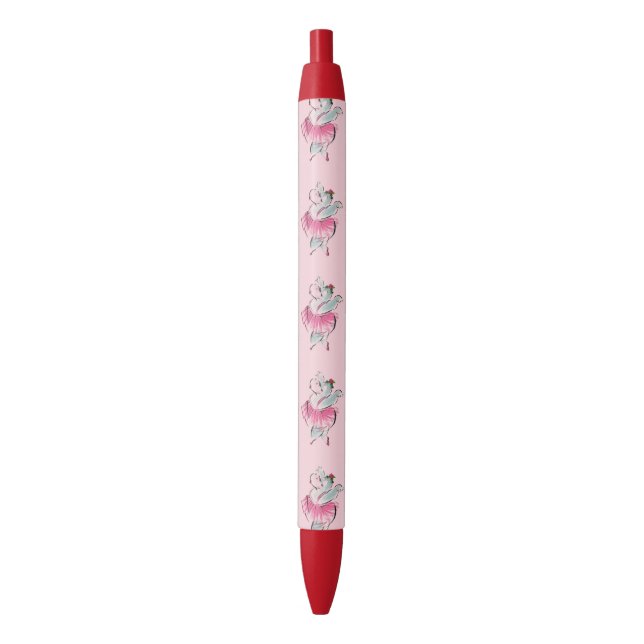 Bolígrafo De Tinta Roja "Bailarina del hipopótamo " (Frente vertical)
