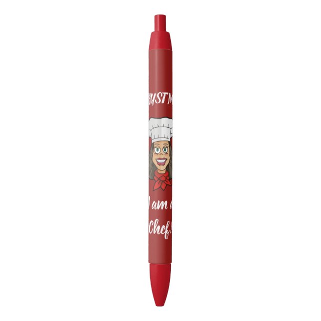 Bolígrafo De Tinta Roja Chef femenino (Frente vertical)