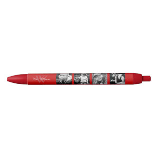 Bolígrafo De Tinta Roja Monograma rojo y Collage de fotos