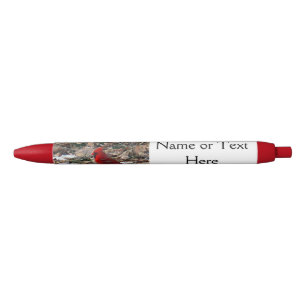 Bolígrafo De Tinta Roja Pájaro cardinal rojo en hojas
