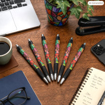 Bolígrafo de vidrio emplomado floral de estilo clá