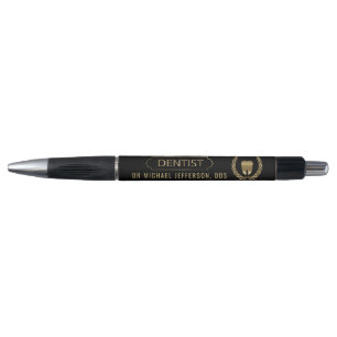 Bolígrafo Dentista - diente - negro y oro