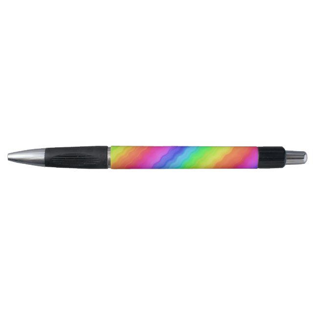 Bolígrafo Diseño de arcoiris colorido diagonal ondulado (Anverso)