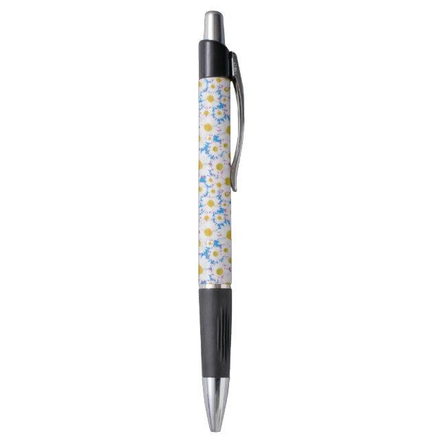 Bolígrafo Ditzy Daisies on Blue Personalizado Grip Pen (Parte inferior (Vertical))