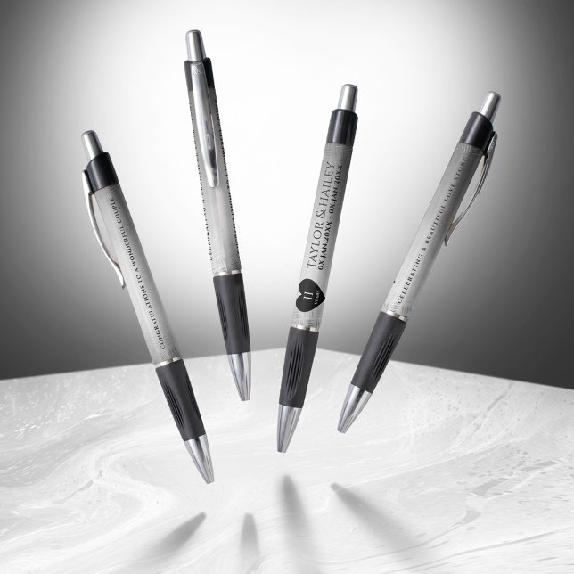 Bolígrafo Elegante 11ª celebración del Aniversario del Boda  (Elegant 11th Steel Wedding Anniversary Pen Cover Photo)