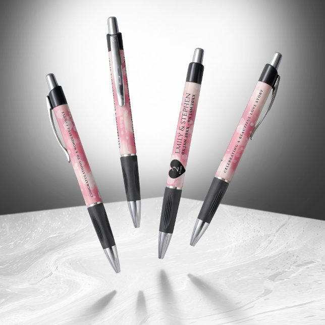 Bolígrafo Elegante 2º Rosa Aniversario del Boda del Cuartz (Elegant 2nd Rose Quartz Wedding Anniversary Dancing Pens Cover Photo)