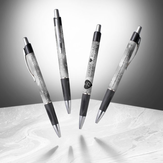 Bolígrafo Elegante 25° aniversario Boda de Plata (Elegant 25th Silver Wedding Anniversary Pen Cover Photo)