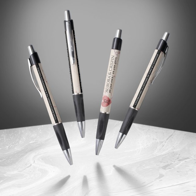 Bolígrafo Elegante 37° Aniversario del Boda de Alabastro (Elegant 37th Alabaster Wedding Anniversary Pen Cover Photo)