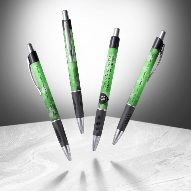 Bolígrafo Elegante 38° aniversario de Boda Esmeralda (Elegant 38th Emerald Wedding Anniversary Pen Cover Photo)