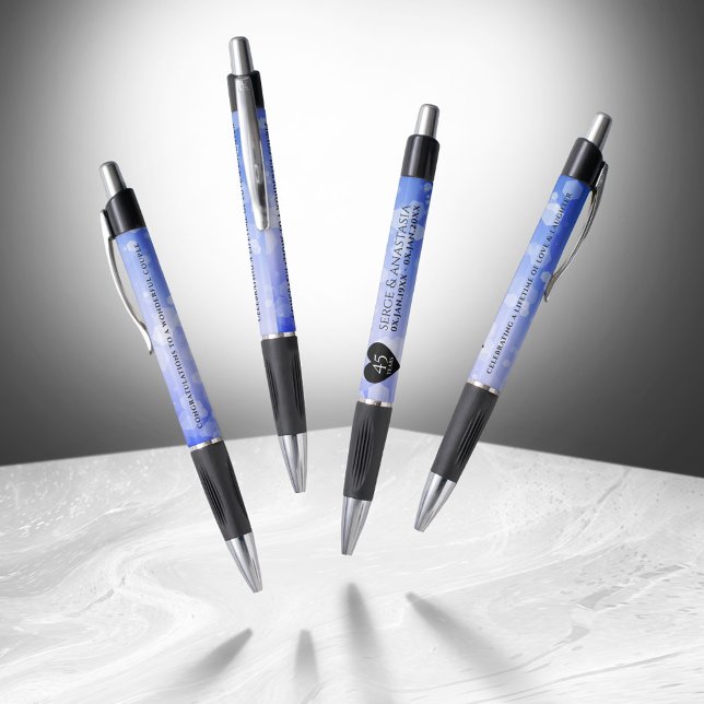 Bolígrafo Elegante 45° Aniversario del Boda de Sapphire (Elegant 45th Sapphire Wedding Anniversary Pen Cover Photo)