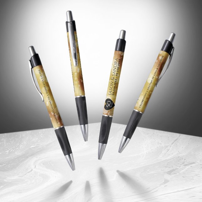 Bolígrafo Elegante 50° Aniversario del Boda de Oro (Elegant 50th Golden Wedding Anniversary Pens Cover Photo)