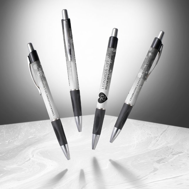 Bolígrafo Elegante 70° Aniversario del Boda Platino (Elegant 70th Platinum Wedding Anniversary Dancing Pens Cover Photo)