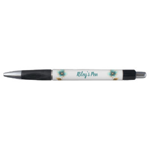 Bolígrafo Elegante acuarela Aqua Floral Nombre