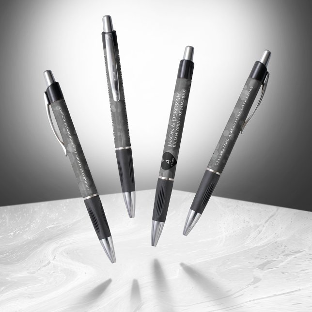 Bolígrafo Elegante celebración del cuarto aniversario de Bod (Elegant 4th Linen Wedding Anniversary Dancing Pens Cover Photo)