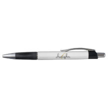 Bolígrafo elegante con firma en blanco y negro