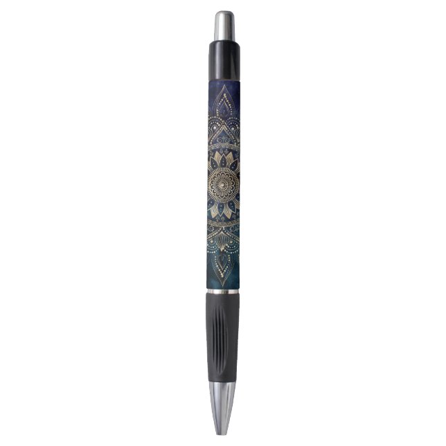 Bolígrafo Elegante galaxia azul Mandala dorada (Frente vertical)