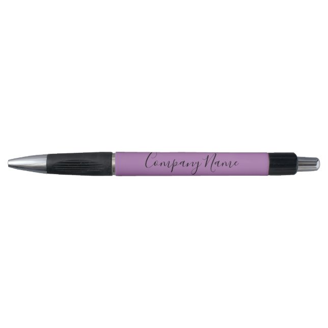 Bolígrafo Elegante Lavender Black Script Text Company Name (Anverso)