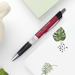 Bolígrafo Elegante Logotipo Personalizado Rojo Burdeos Blanc