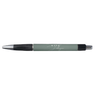 Bolígrafo Elegante Monograma de Letra Script de Color Verde 