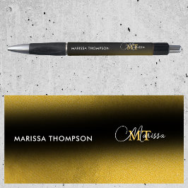 Bolígrafo Elegante nombre con monograma de gradiente de oro 