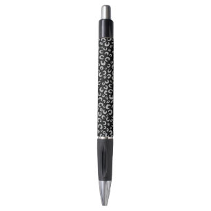 Bolígrafo Elegante Purpurina negro plateado Leopardo impresi