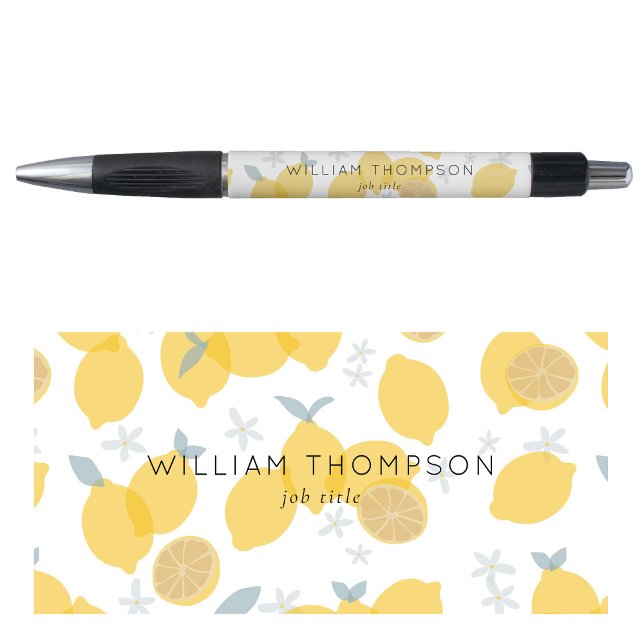 Bolígrafo Elegante y elegante patrón de cítricos pastel mode (Cute Elegant Modern Pastel Citrus Lemons Pattern Pen)