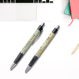 Bolígrafo Empresa floral crema amarilla personalizada