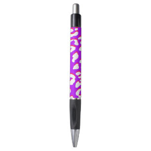 Bolígrafo Estampado de leopardo blanco morado rosa