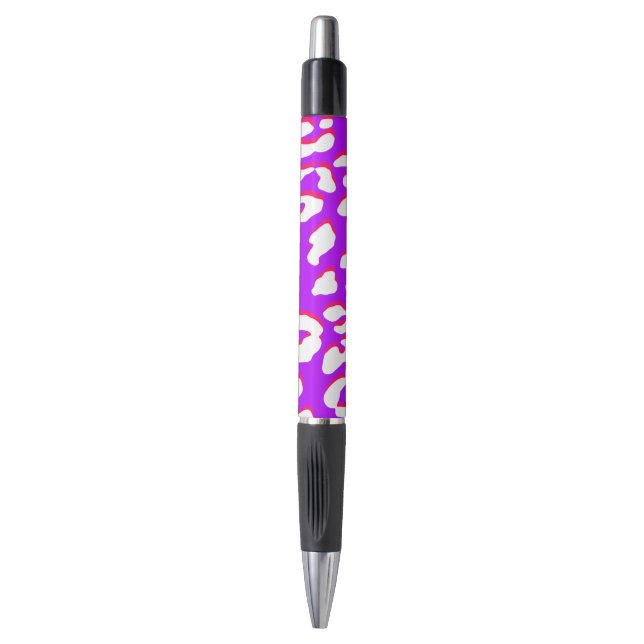 Bolígrafo Estampado de leopardo blanco morado rosa (Frente vertical)