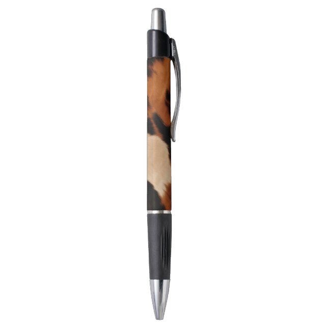 Bolígrafo Estampado de vaca falso marrón negro crema (Parte inferior (Vertical))
