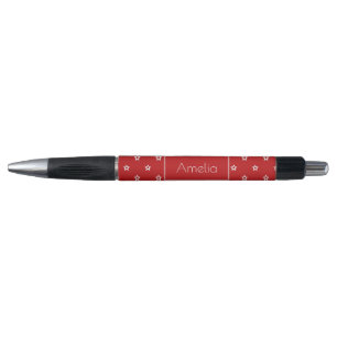 Bolígrafo Estrellas blancas en rojo brillante personalizado