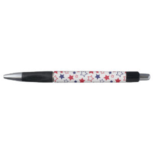 Bolígrafo Estrellas Rojas y Azules, 4 de Julio, Fondo Blanco