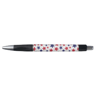Bolígrafo Estrellas Rojas y Azules, 4 de Julio, Fondo Blanco