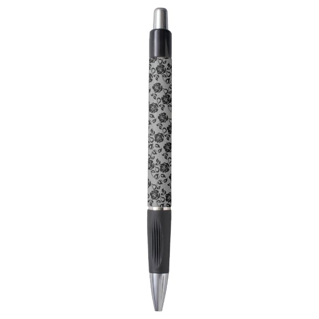 Bolígrafo Faux Black Lace Rosa Fishnet Pen (Frente vertical)