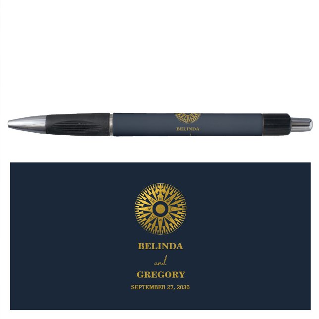 Bolígrafo Favor de la boda de la brújula del pasaporte de la (Destination Wedding Passport Compass Wedding Favor Pen)